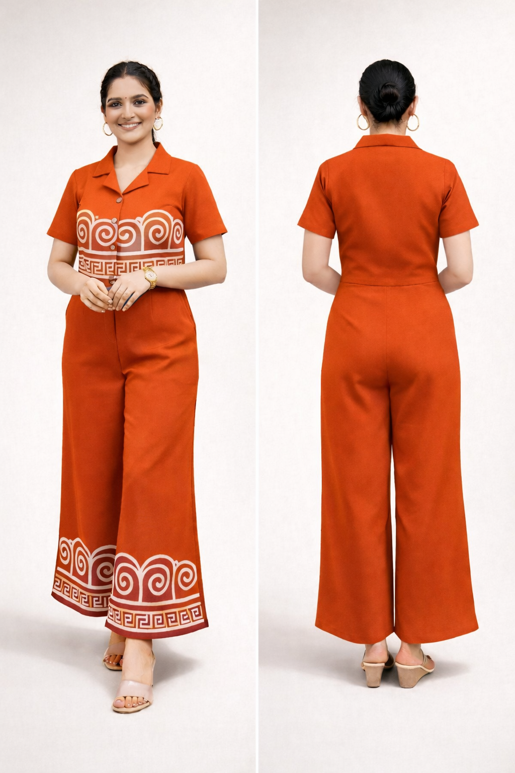 Premium Printed Co-Ord Set | Elegant Wide-Leg Outfit