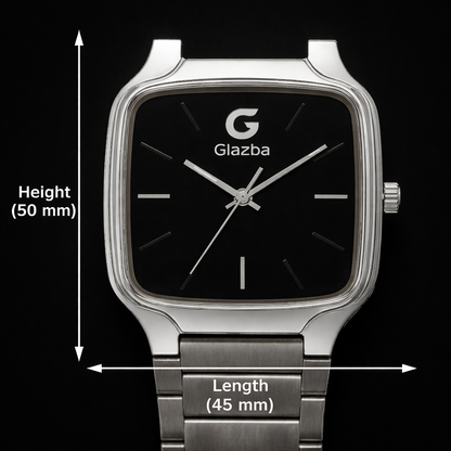 Premium Glazba Stainless Steel Square Dial Watch – Sleek & Modern Design