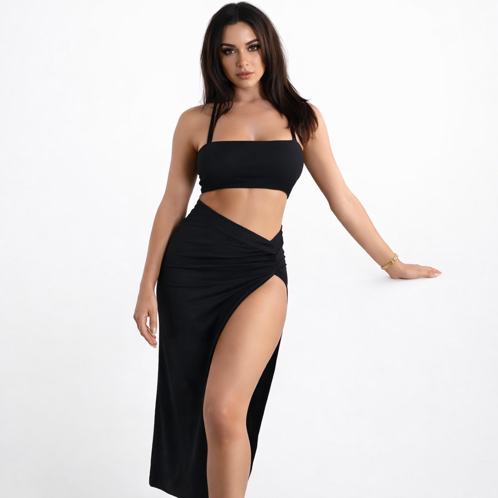 Sexy Black Maxi Set