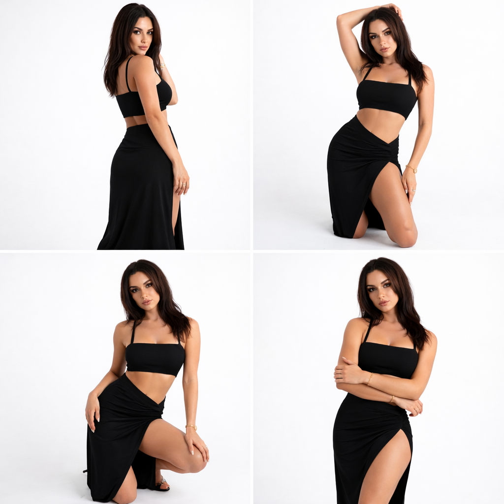 Sexy Black Maxi Set