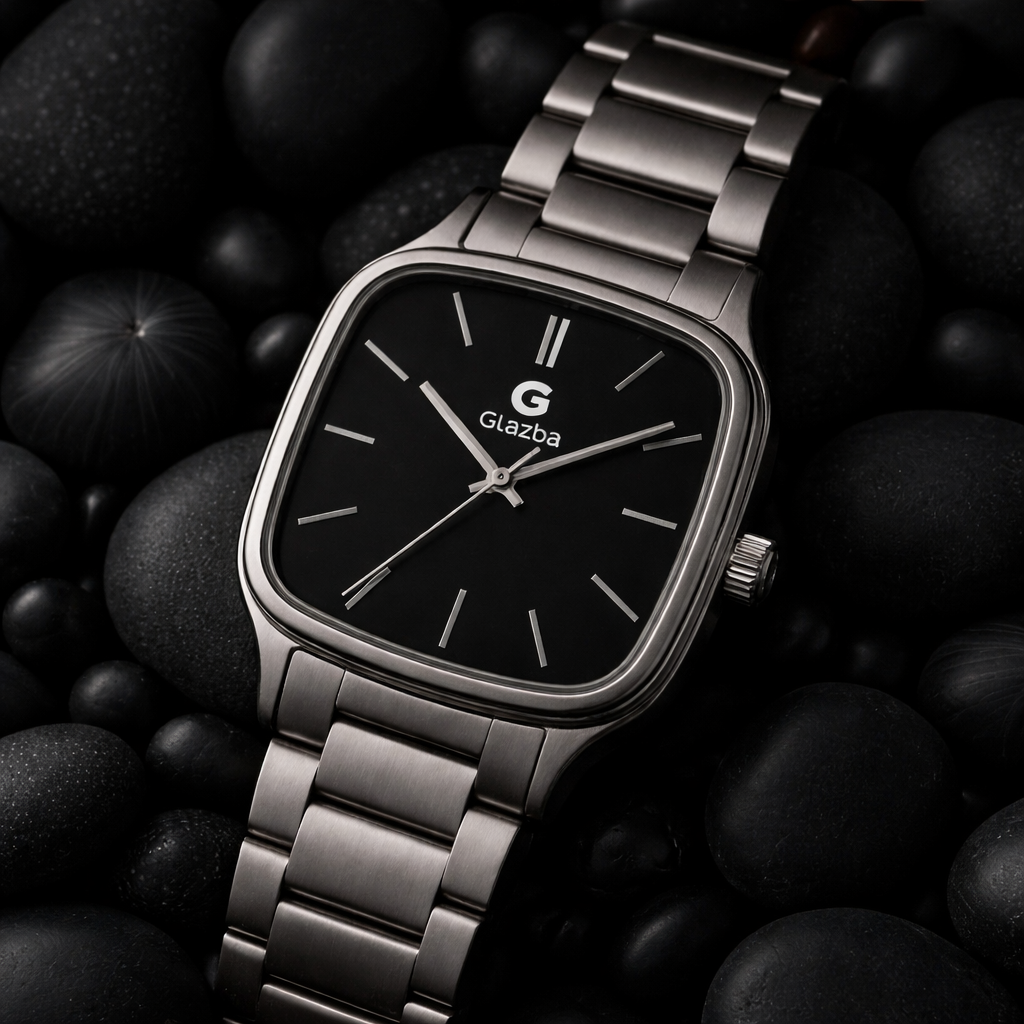 Premium Glazba Stainless Steel Square Dial Watch – Sleek & Modern Design