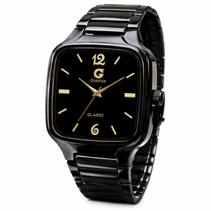 Men’s Glazba Quartz Watch – Black Dial with Gold Markers