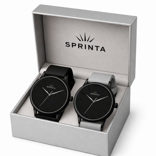 Premium Black & Grey Watch Combo